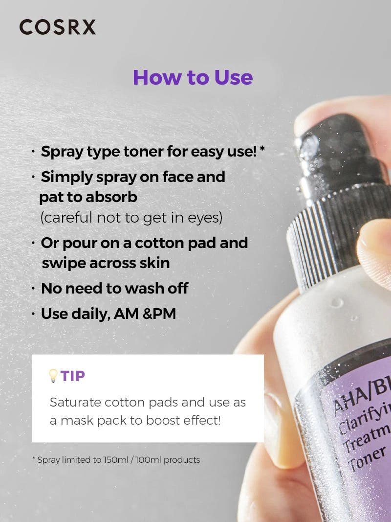 Cosrx AHA/BHA Clarifying Treatment Toner Spray 4 Cosrx AHA/BHA Clarifying Treatment Toner Spray - Bild 4